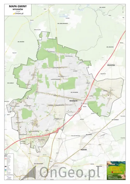 Mapa gminy Mykanów